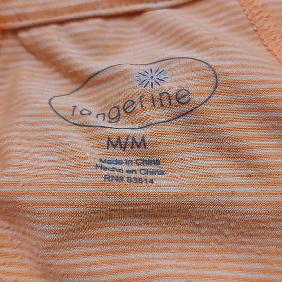 Tangerine orange white striped pull over workout jacket Sz M - Picture 6 of 7
